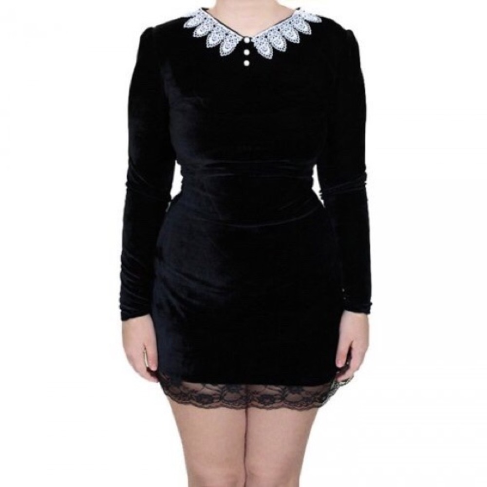 Black velvet dress with cute lace details